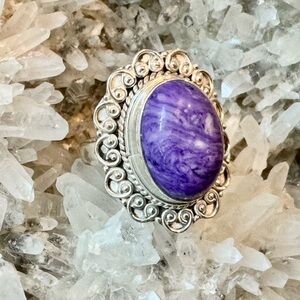 Charoite Shield Ring